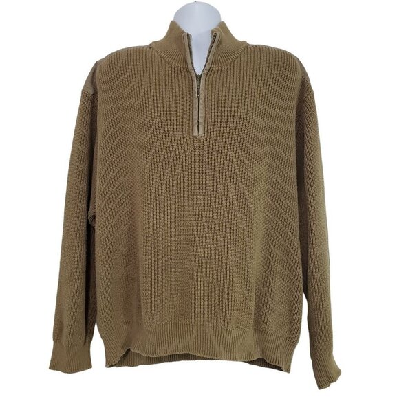 Orvis Ribbed Quarter Zip Sweater Elbow Patches 100% Cotton Mens Sz XXL - Picture 1 of 8